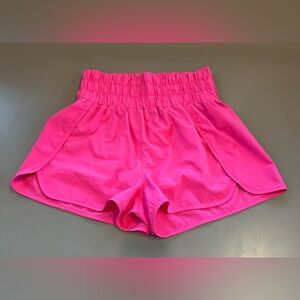 Pink Lily Errands To Run Hot Pink High Waisted Athletic Shorts